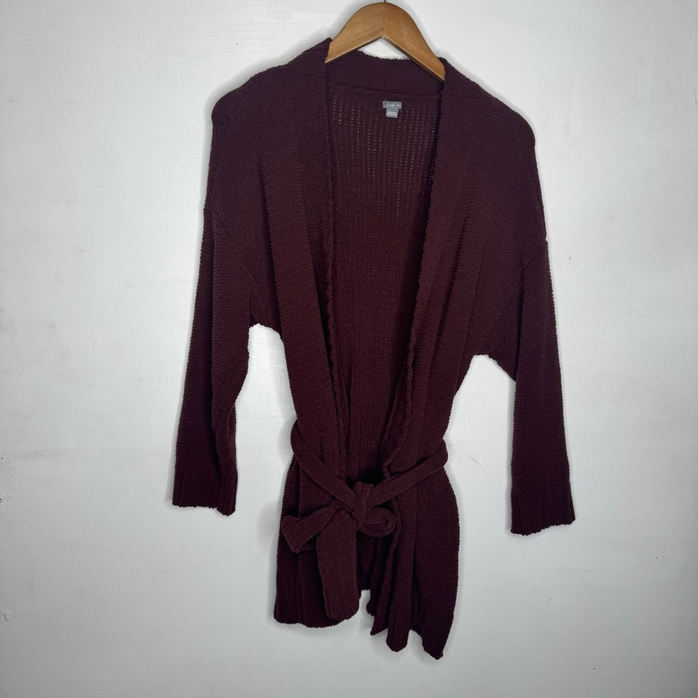 Aerie Burgundy Cardigan with Relaxed Fit and Tie Waist